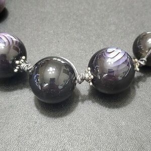 Purple large round beaded necklace